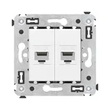 Компьютерная розетка RJ-45 без шторки в стену, кат.5е двойная, "Avanti", "Белое облако" DKC 4400664