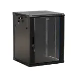 Шкаф настенный 19", 18U, 908x600х600 мм, стеклянная дверь с перфорацией по бокам, ручка с замком Hyperline TWB-1866-GP-RAL9004